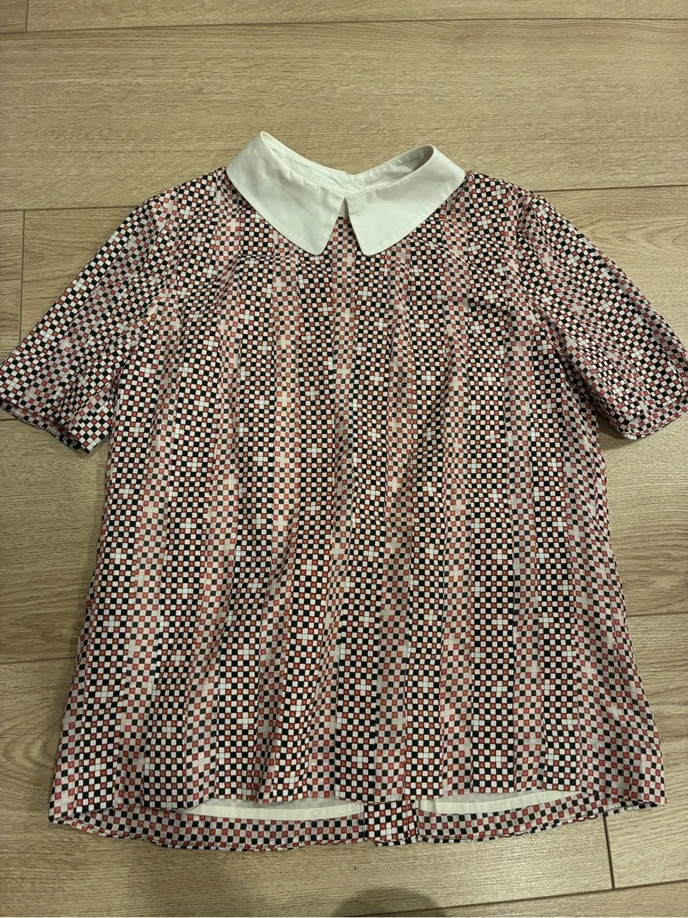 Tory Burch Women’s Cotton Silk Back Button Printed Collared Top Size 0
